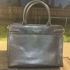 kate spade Black Structured Leather Top-Handle Tote